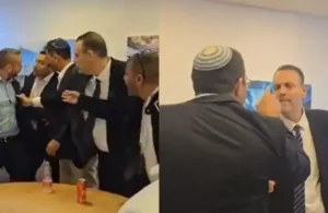 أمام الكاميرات.. مشاجرة عنيفة بين وزيرين إسرائيليين كادت أن تتحول إلى عراك جسدي (فيديو)